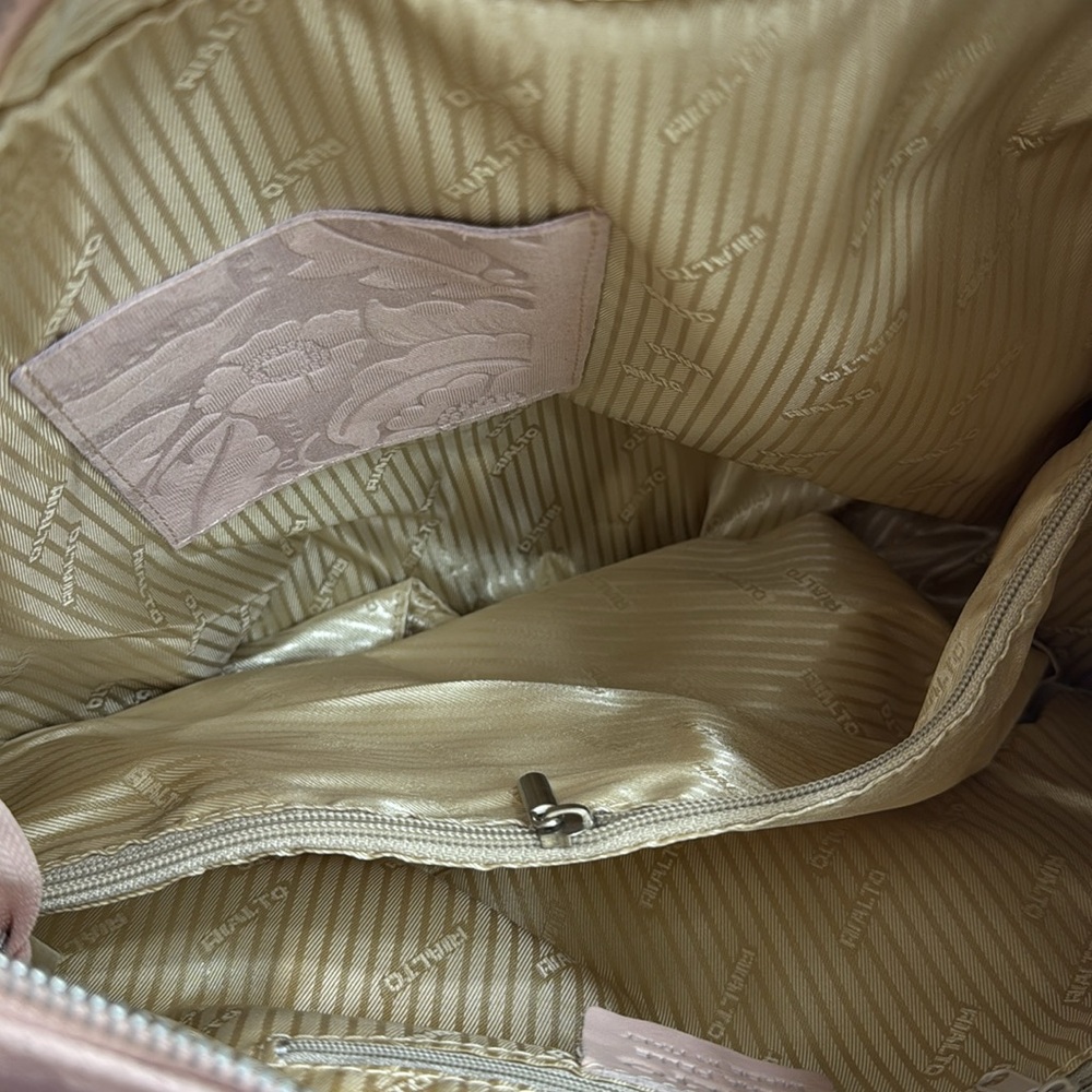 NWT Pink Leather Floral Embossed Shoulder Crossbody Bag Made in Italy - Picture 10 of 13